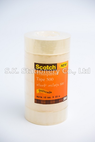 เทปใสแกนเล็ก 3/4'' x 36 หลา 3M NO.500 ( แถวx6 )