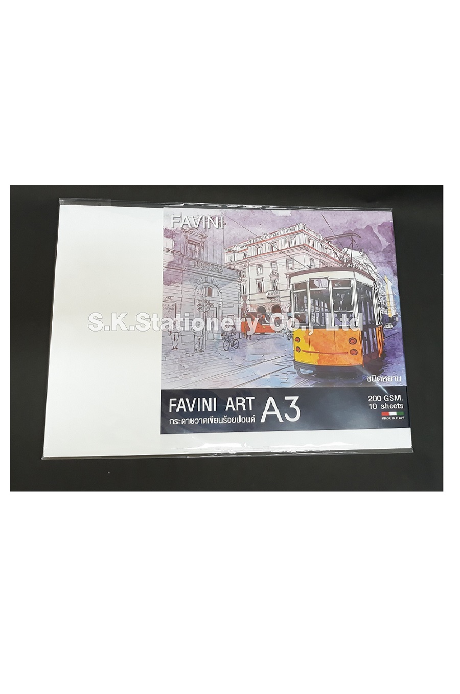 กระดาษวาดเขียนหยาบ FAVINI White 200g A3 (10 ผ.)
