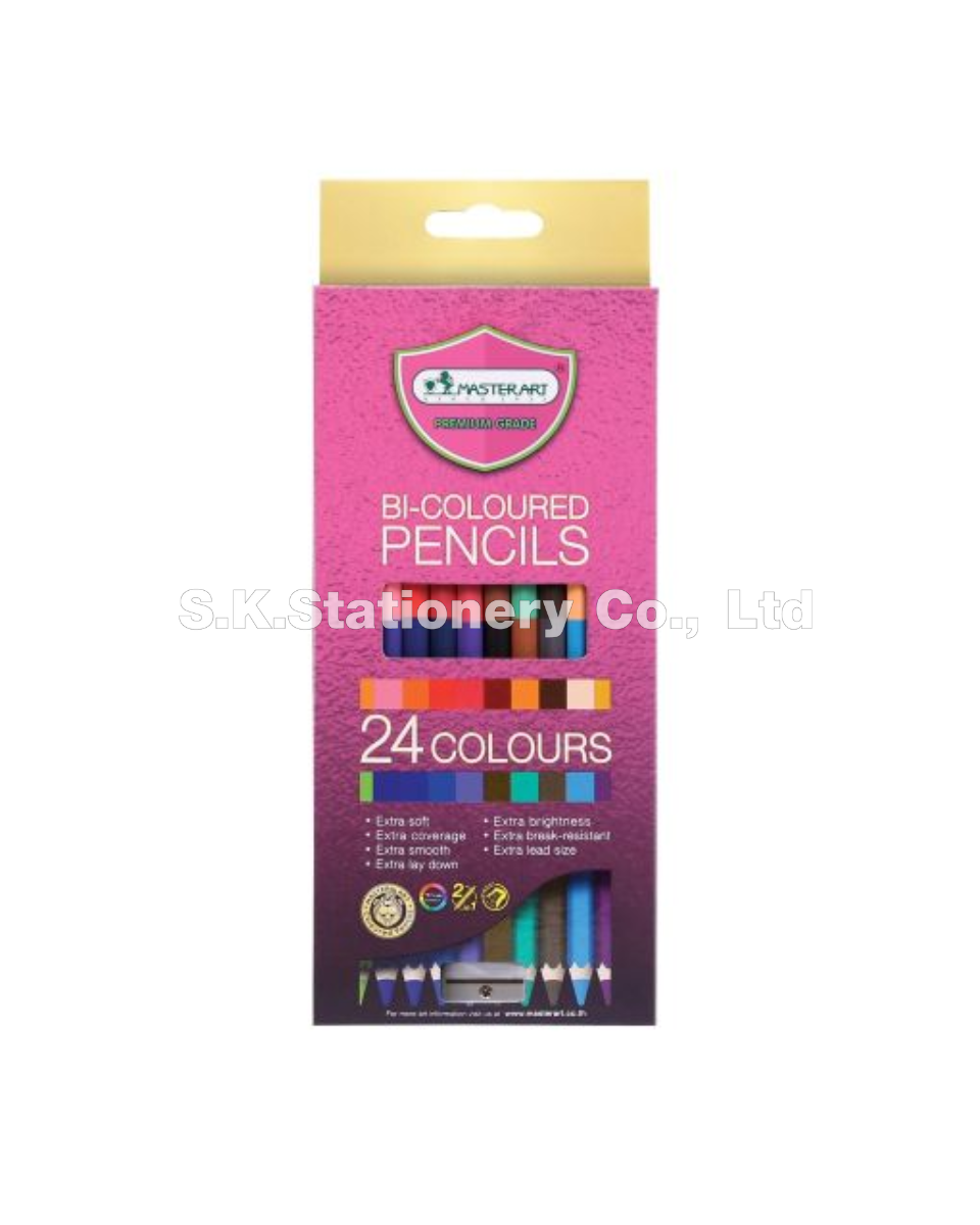 สีไม้ 2หัว 12 แท่ง 24 สี มาสเตอร์อาร์ต